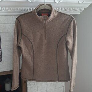 Carve Designs Women's Fitted Activewear Brown Fleece Half Zipper Sweatshirt SZ L